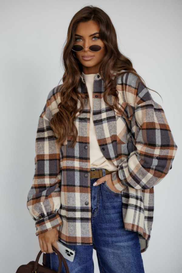 Koszulo kurtka damska oversize w kratę me gusta