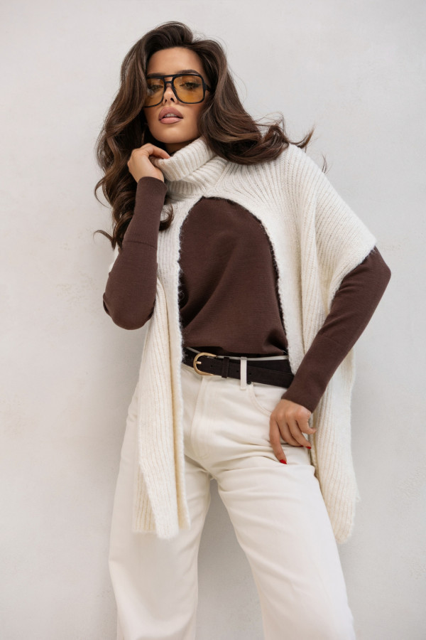 Sweterkowy komin z szalikiem cocomore śmietankowy