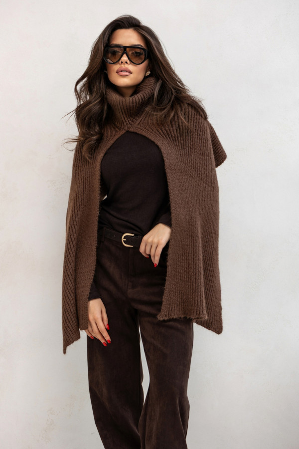 Sweterkowy komin z szalikiem cocomore czekoladowy