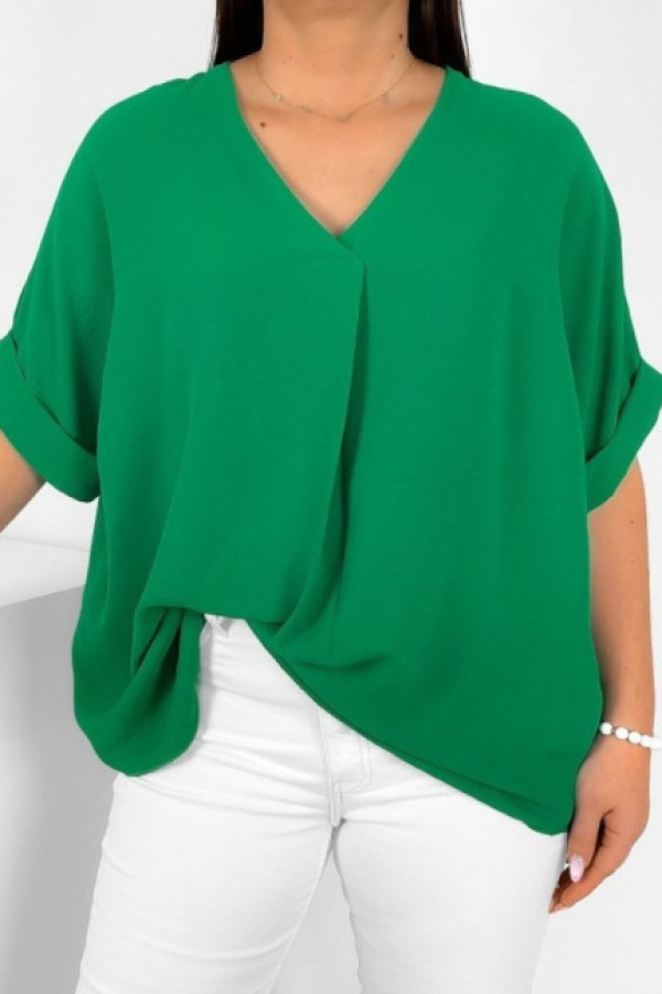 Elegancka bluzka oversize koszula w kolorze zielonym asha