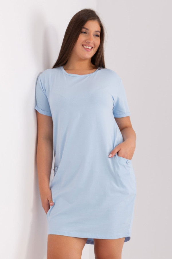 Sukienka dresowa w kolorze błękitnym kieszenie z guzikami patricia