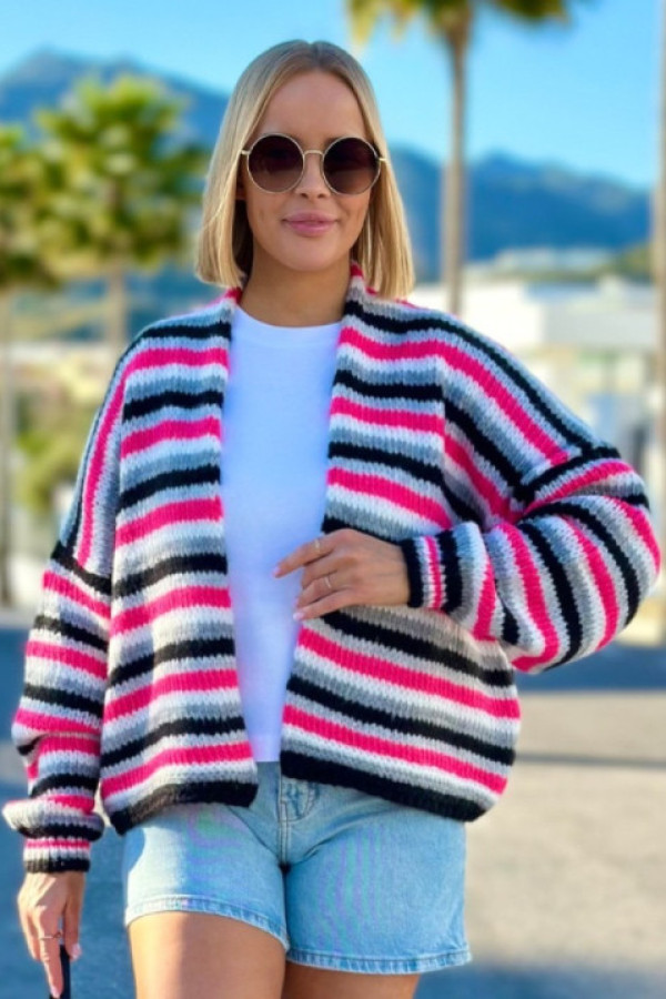 Krótki kardigan oversize w kolorze czarnym+szary simon