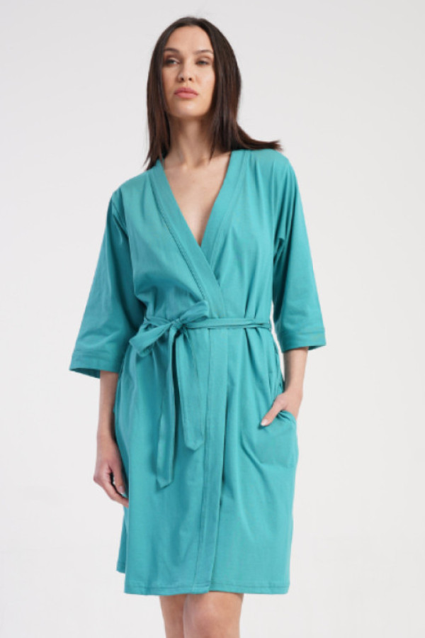 Szlafrok damski plus size w kolorze morskim kieszenie filomena