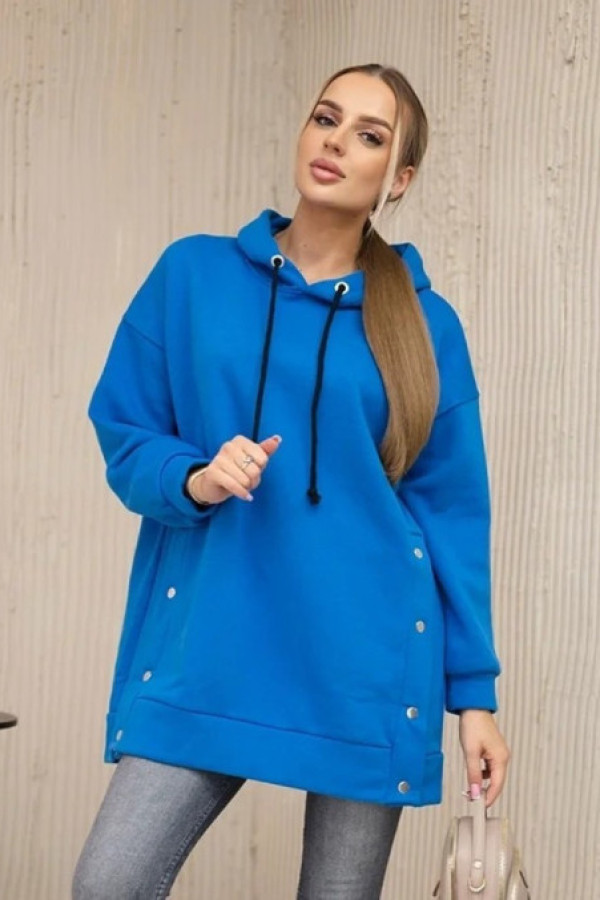 Bluza damska plus size w kolorze chabrowym z kapturem napy tanja