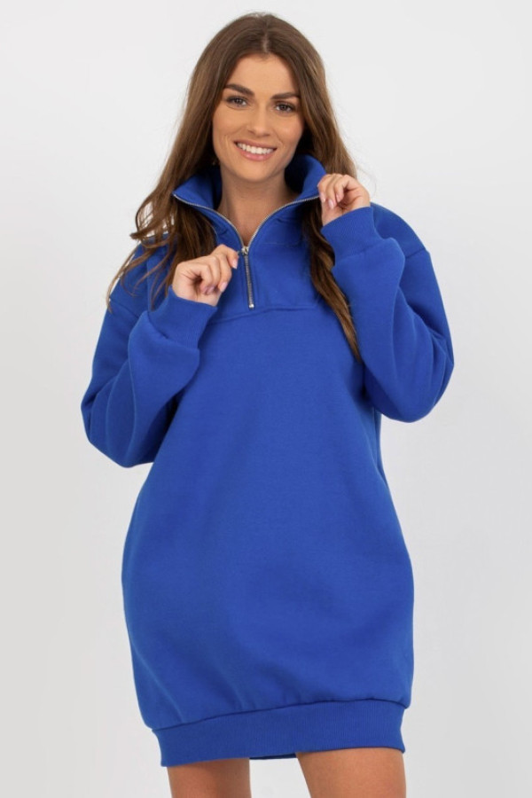 Długa bluza dresowa oversize z zameczkiem w kolorze kobaltowym kiki