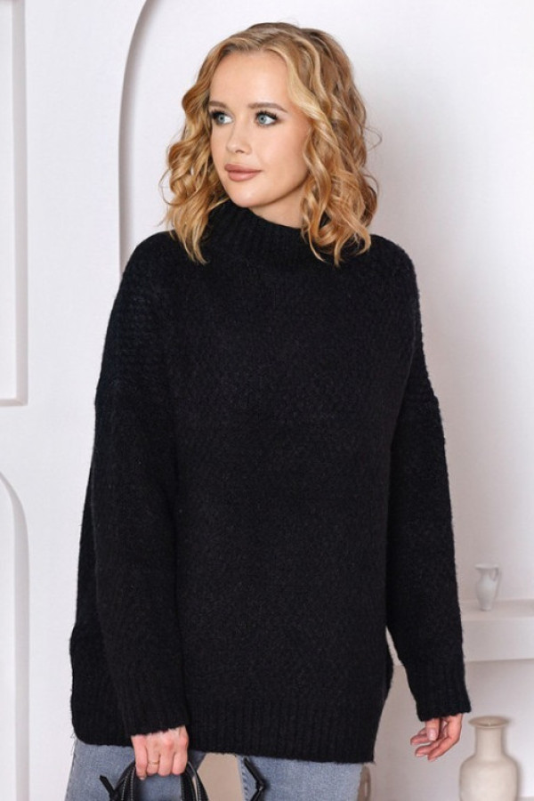 Sweter z półgolfem w kolorze czarnym wzór ryżyk samara