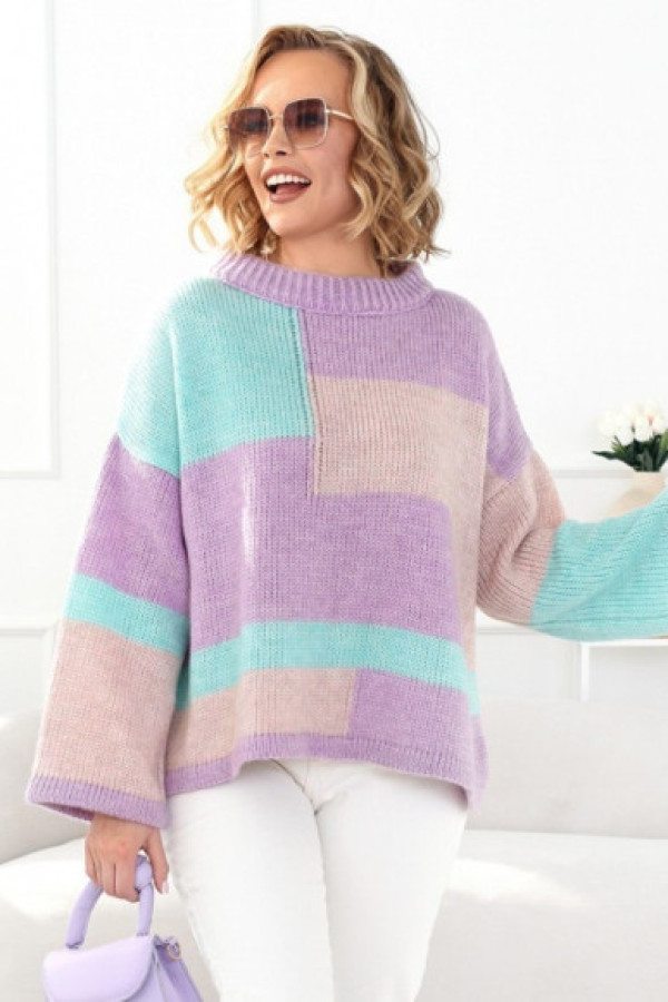 Luźny sweter w kolorze lilia + seledyn tate