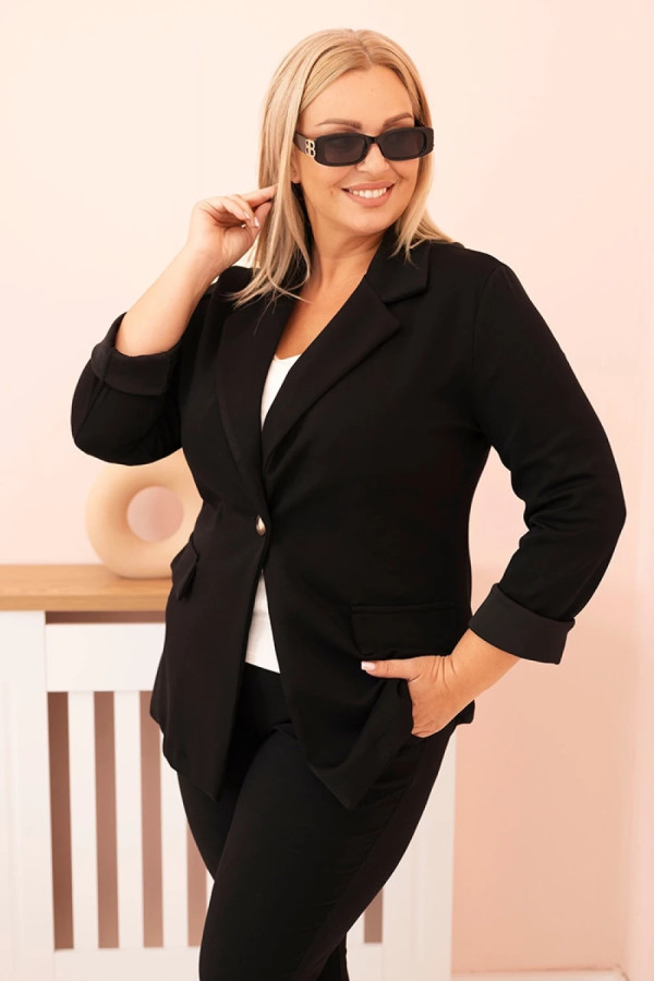 Marynarka damska z wiskozy w kolorze czarnym kołnierz foster