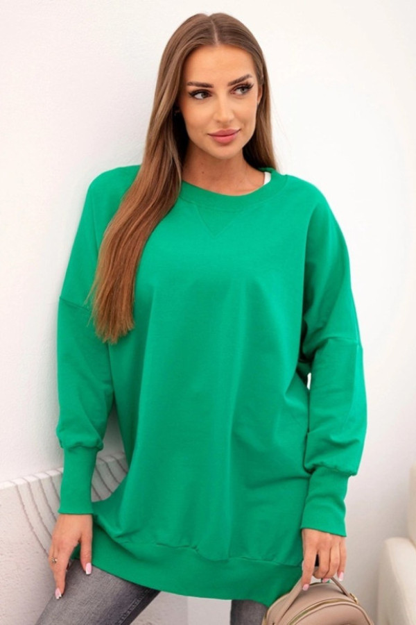 Bawełniana bluza damska w kolorze zielonym rozcięcia midas