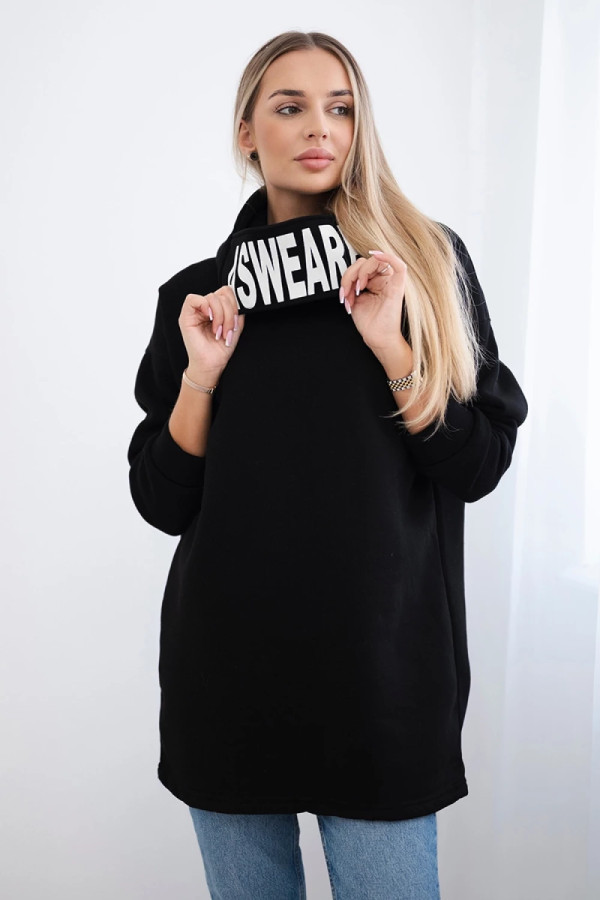 Ocieplana bluza z kapturem w kolorze czarnym ozdobny rzep gala