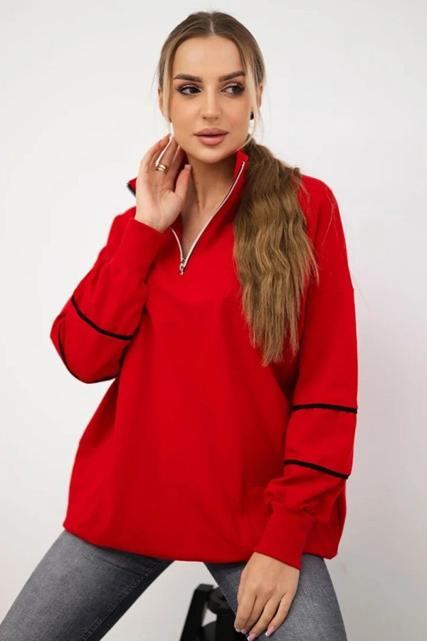 Lekka bluza z kieszeniami w kolorze czerwonym zip safi