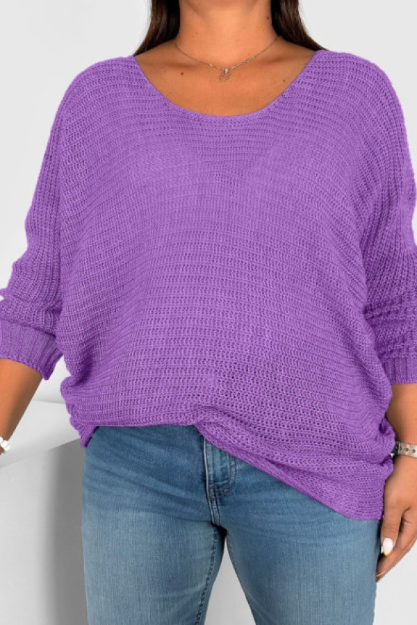 Lekki sweter oversize w kolorze fioletowym nietoperz zefir