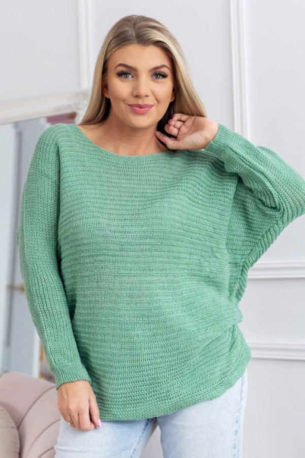 Lekki sweter oversize w kolorze dark mint nietoperz zefir