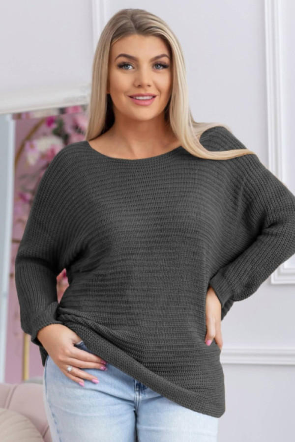 Lekki sweter oversize w kolorze grafitowym nietoperz zefir