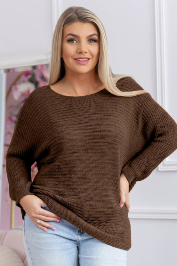Lekki sweter oversize w kolorze czekoladowym nietoperz zefir