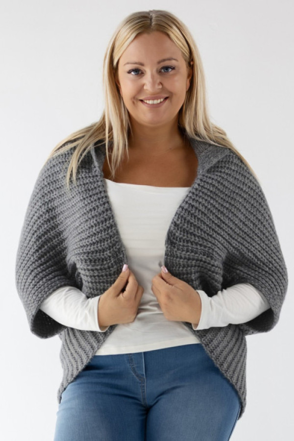 Sweter kardigan oversize w kolorze grafitowym z kapturem claudia