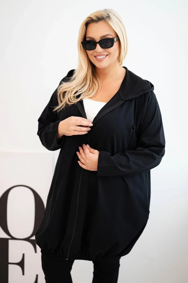 Mega oversize bluza damska w kolorze czarnym zamek kaptur kieszenie sylwia