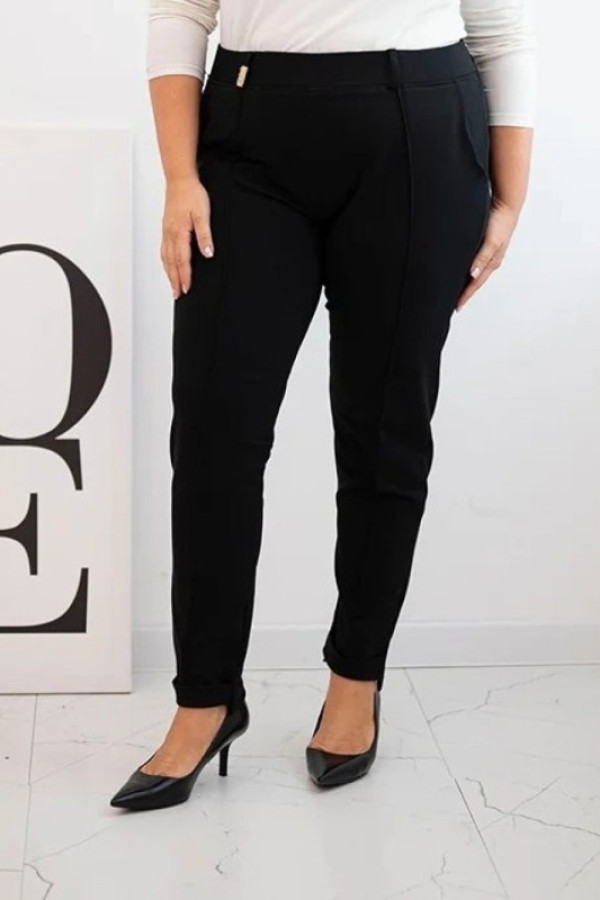 Spodnie damskie bawełniane plus size w kolorze czarnym kieszenie oliwia