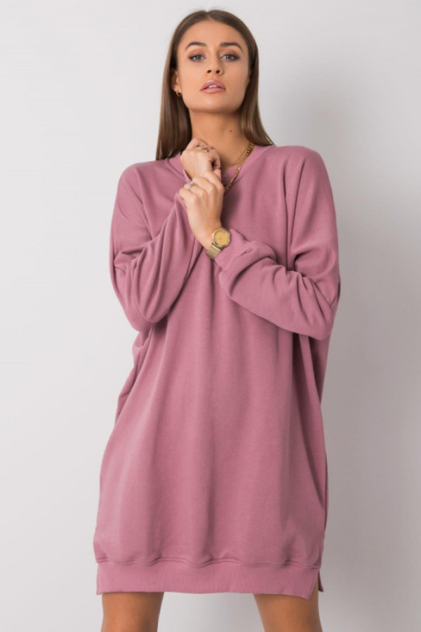 Bluza tunika dresowa w kolorze brudnego różu oversize basic paris