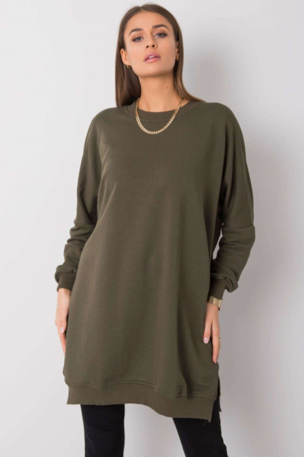 Bluza tunika dresowa w kolorze khaki oversize basic paris