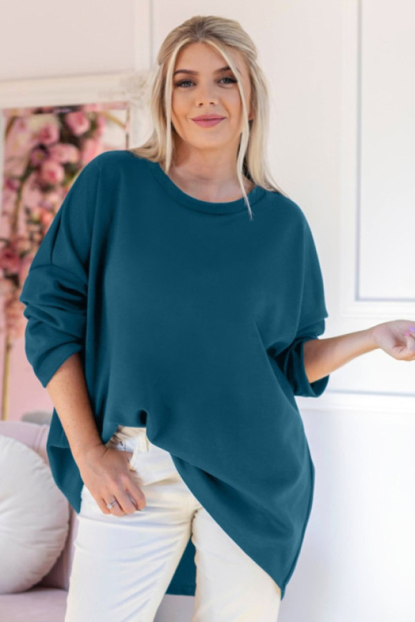 Masełkowa tunika plus size w kolorze morskim dłuższy tył abella