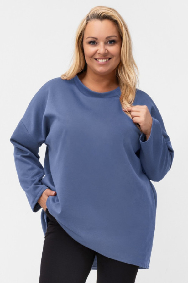 Masełkowa tunika plus size w kolorze denim dłuższy tył abella