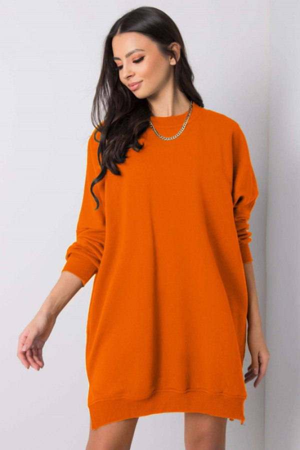 Bluza tunika dresowa w kolorze pomarańczowym oversize basic paris