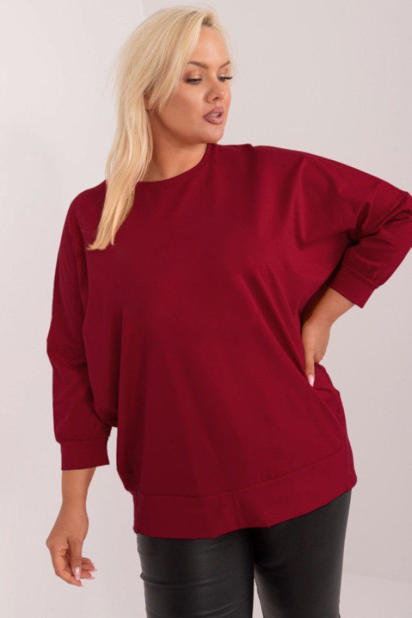 Bluzka damska nietoperz plus size w kolorze bordowym iga