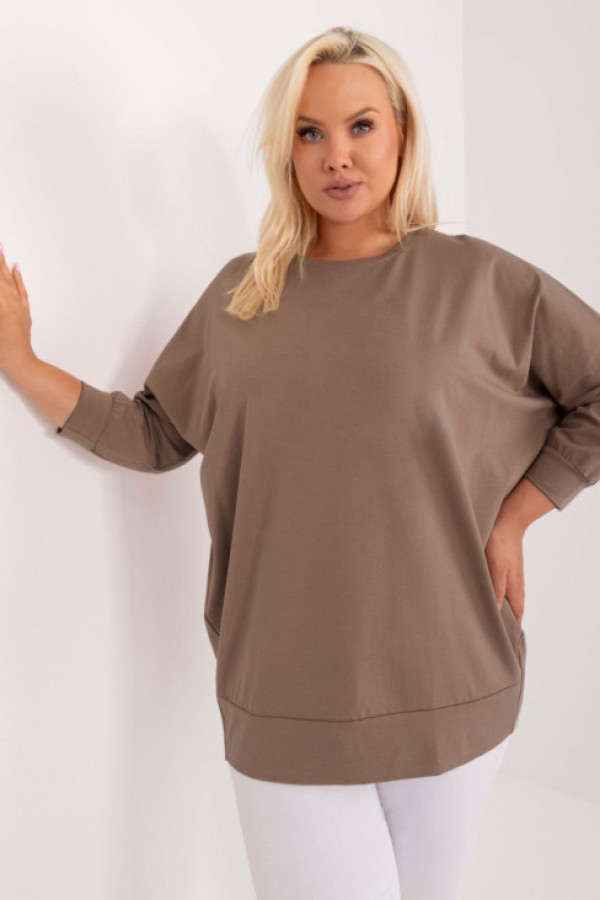 Bluzka damska nietoperz plus size w kolorze mokka iga