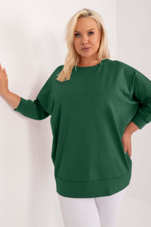 Bluzka damska nietoperz plus size w kolorze butelkowym iga