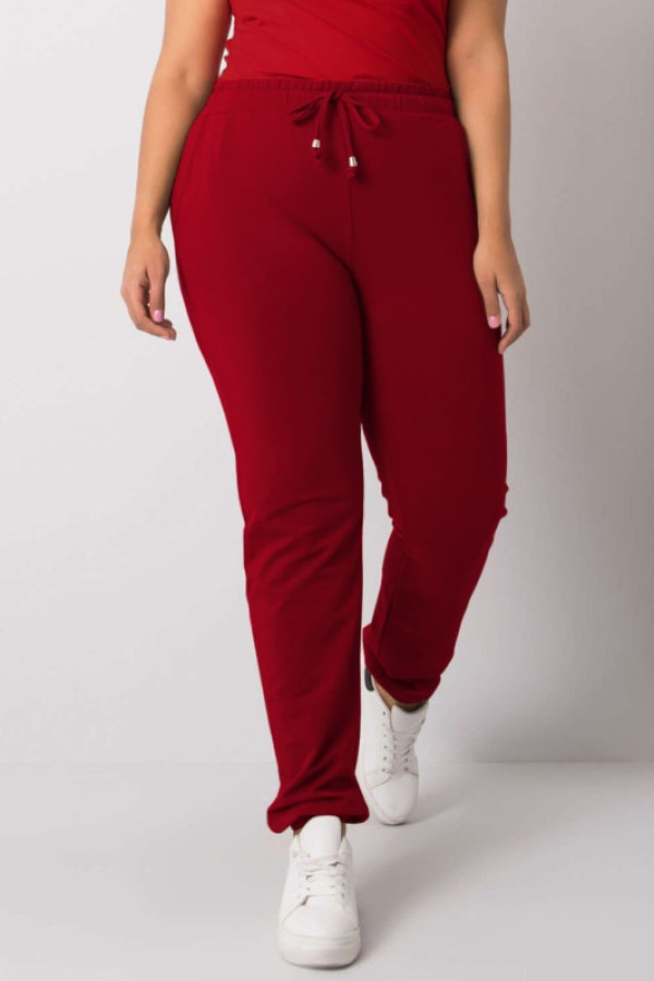Spodnie dresowe damskie w kolorze burgundowym plus size basic