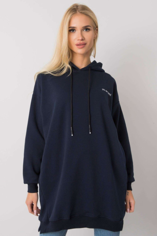 Oversizowa bluza tunika z kapturem w kolorze granatowym blanca