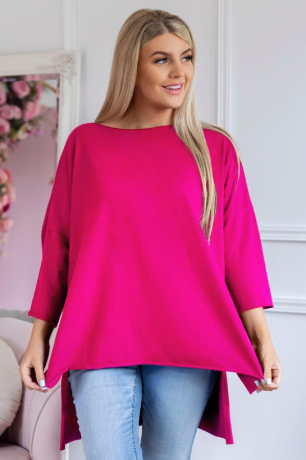 Tunika bluzka damska w kolorze fuksji oversize dłuższy tył gładka gessa