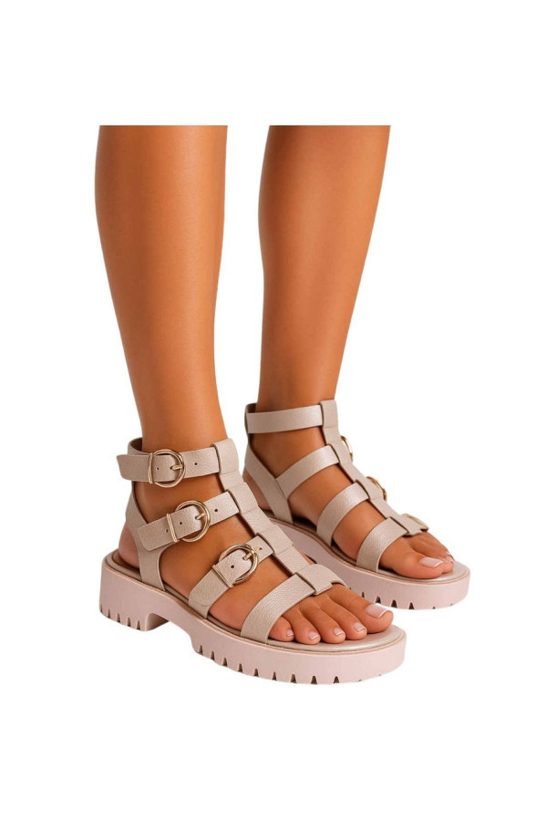 Złote damskie sandały rzymianki