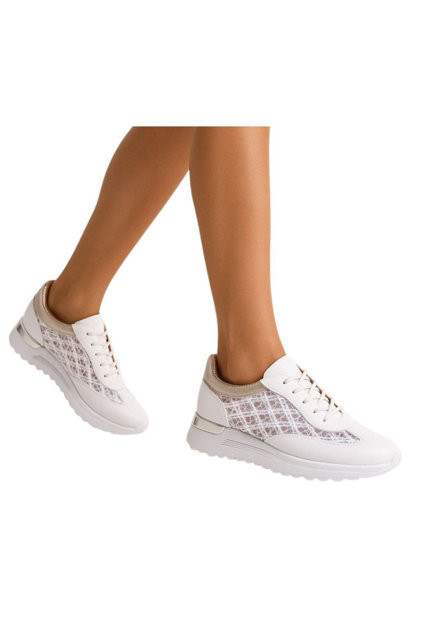 Białe ażurowe buty sportowe sneakersy