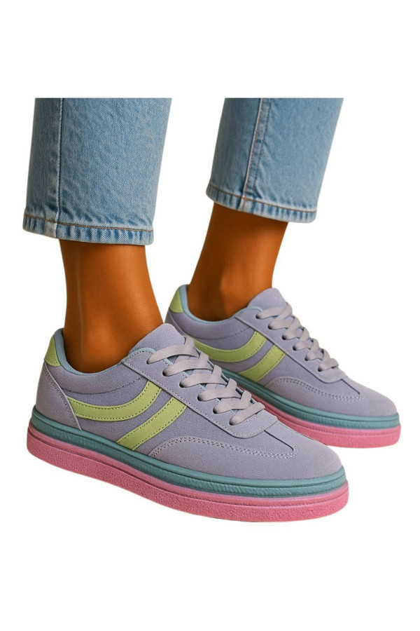 Niebieskie wiązane sneakersy buty sportowe