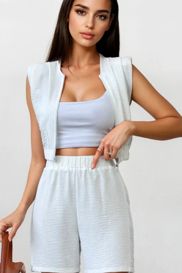 Key – komplet kamizelka z krótkimi spodenkami - biały