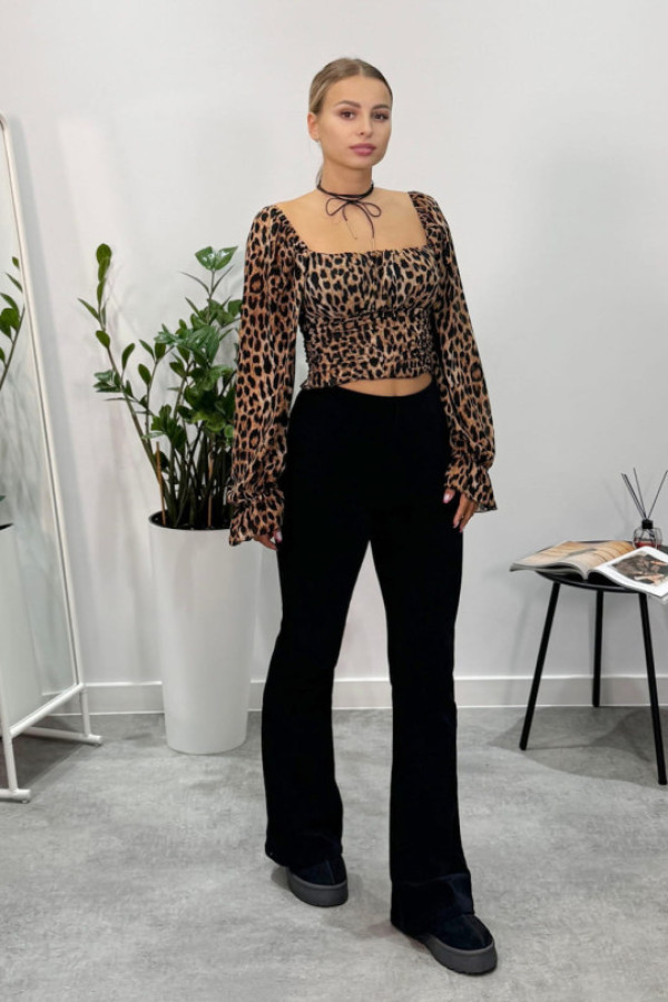 Ellsse - bluzka z długim rękawem we wzór panterki - uniwersalna