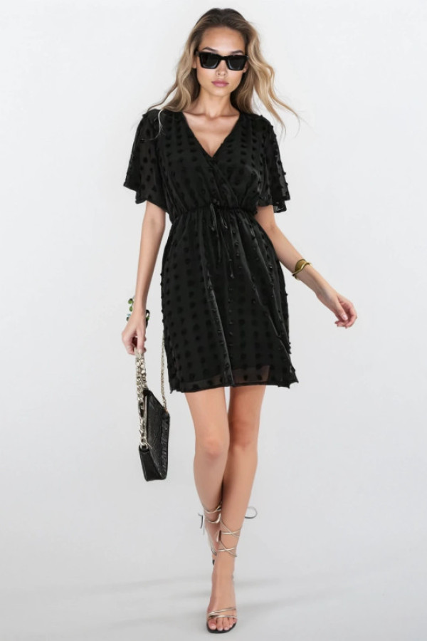 Josh - elegancka sukienka z dekoltem w serek - czarna