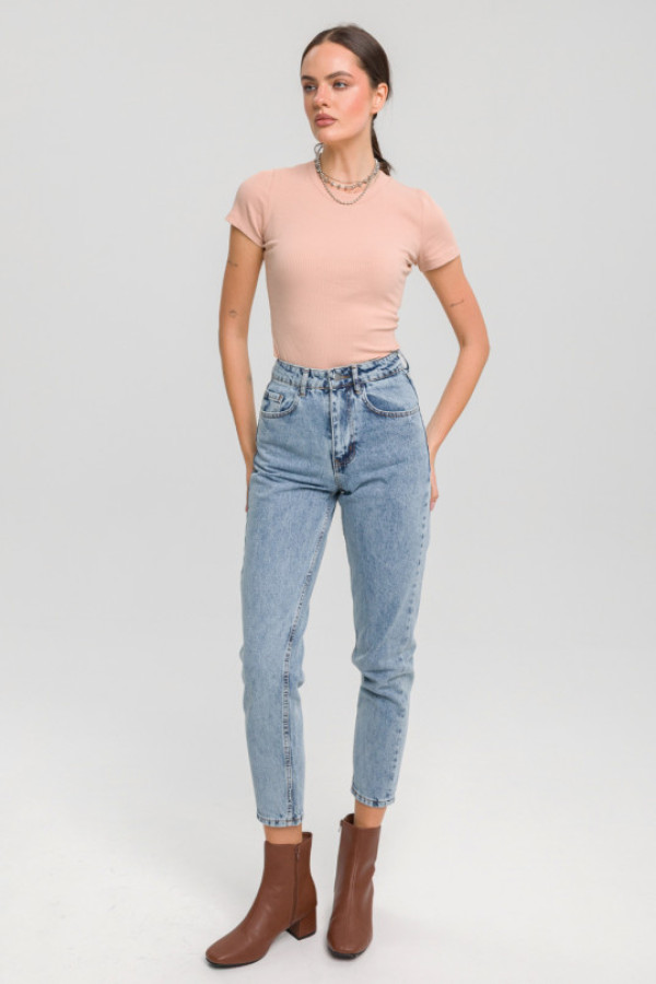 Jeansy damskie mom fit 4348 z wysokim stanem