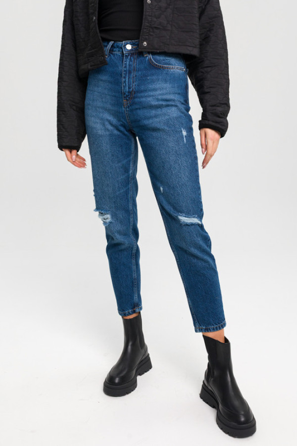 Jeansy damskie 2559 z wysokim stanem