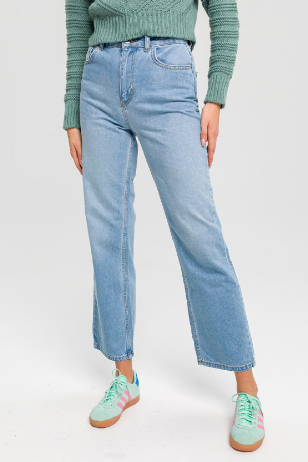 Jeansy damskie 9443 – klasyczne proste z wysokim stanem