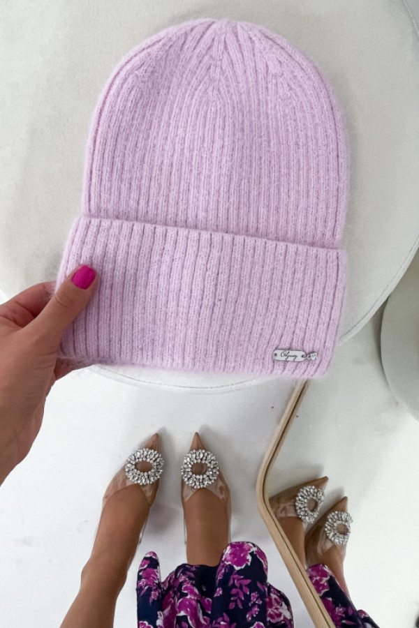 Czapka star angora pudrowy róż