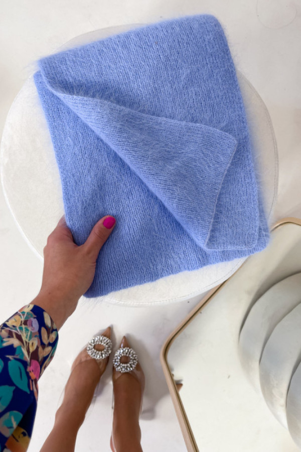 Szalik star angora niebieski ciemny