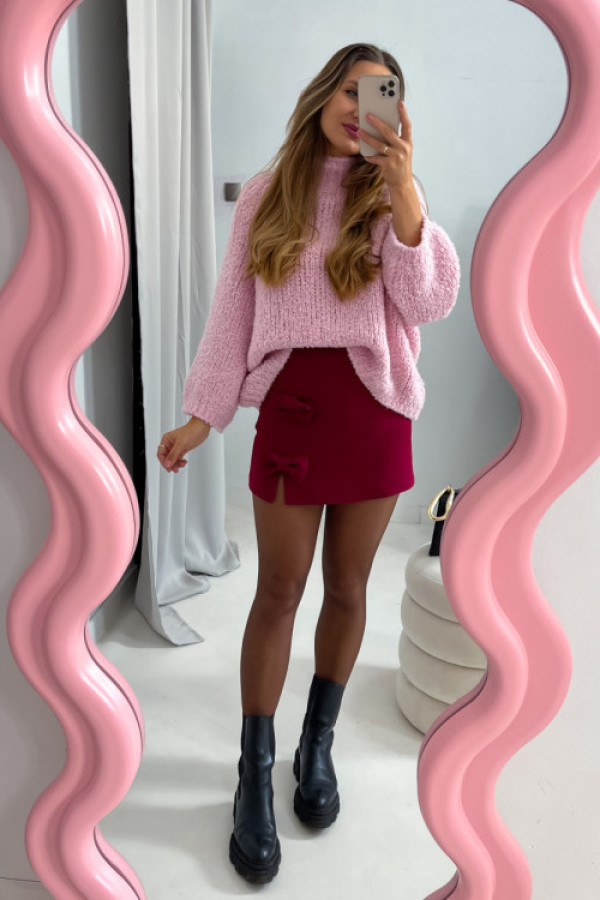 Sweter mona oversize pudrowy róż - rękaw 7/8