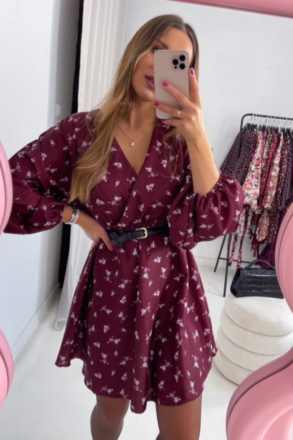 Sukienka zita bordowa w kwiatuszki