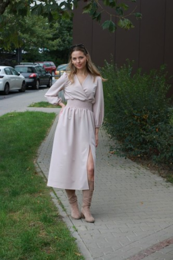 Sukienka kopertowa jasny beż ania