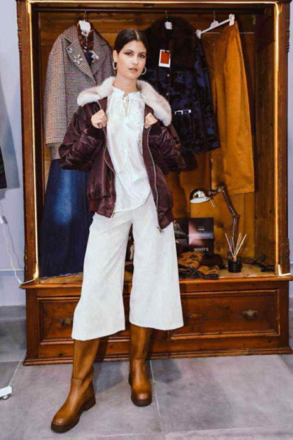 Kurtka bomber kołnierz futerko