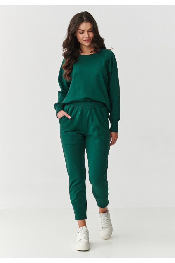 Dresowy komplet o luźnym kroju butelkowa zieleń m888