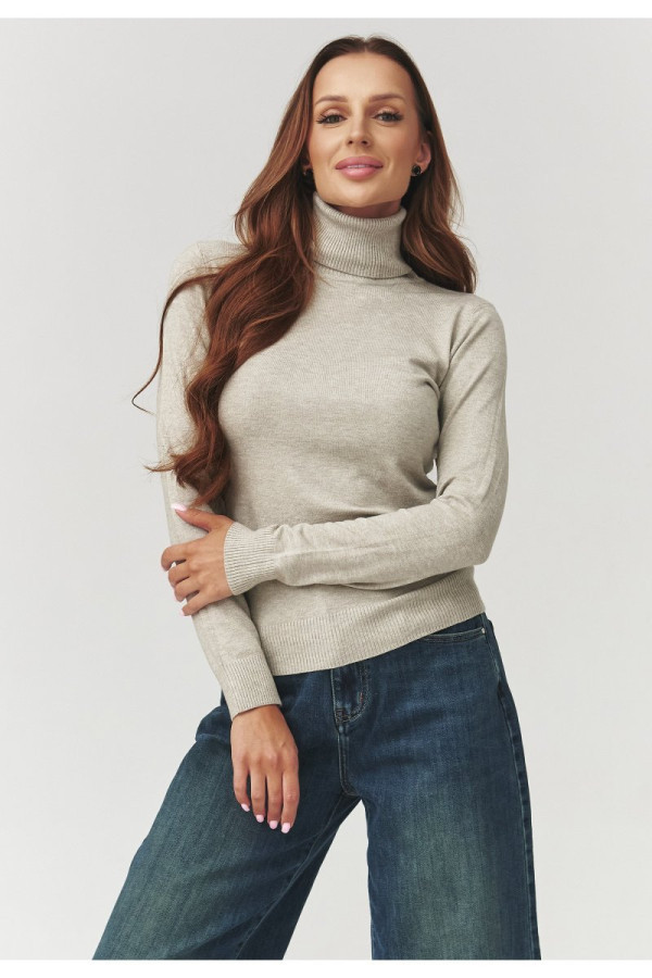 Golf damski z wiskozą beżowy melanż c11